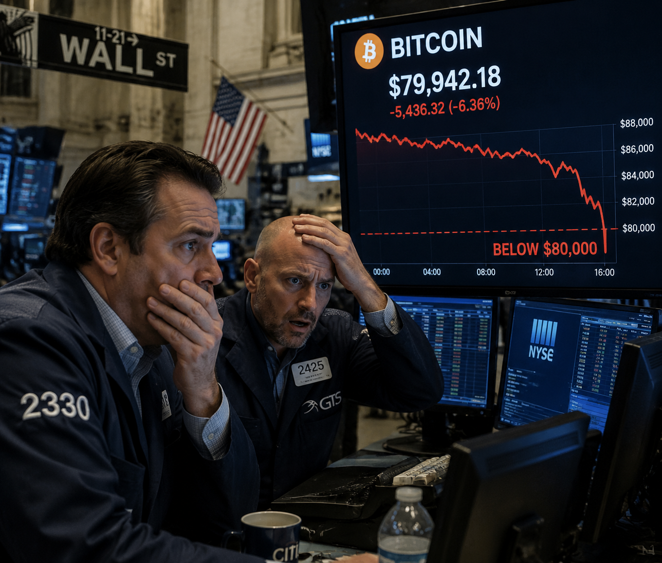 BTC dips below $80k.